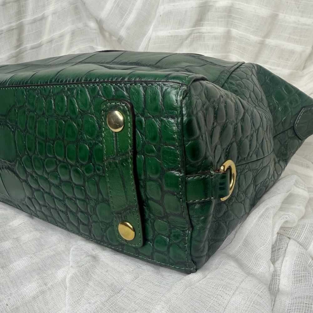 Coach Ashley Green Croc Embossed Shoulder / Handbag / Convertible Satchel • EUC - Picture 10 of 13
